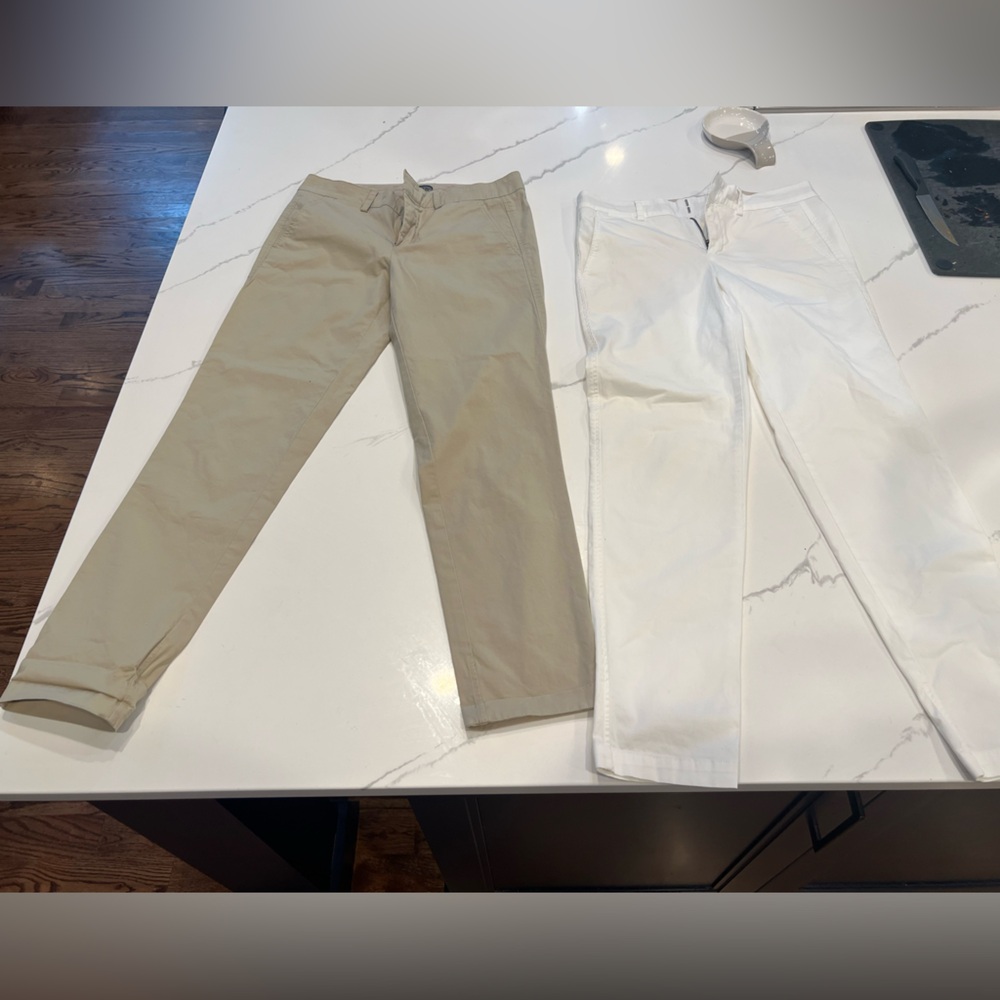 2 Pairs of Vince Beige and Cream Trousers - Size 6